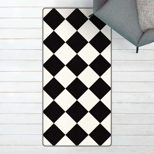 Wanddeko Büro Geometrisches Muster gedrehtes Schachbrett Schwarz Weiß