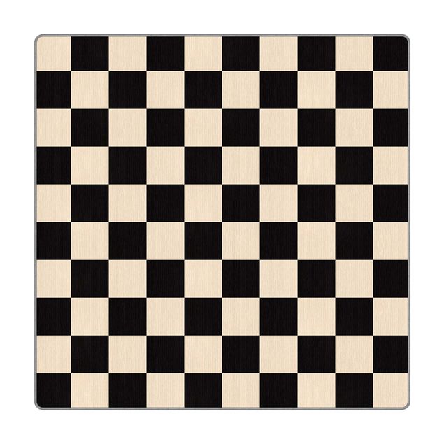 Wanddeko Praxis Geometrisches Muster Schachbrett Schwarz Beige