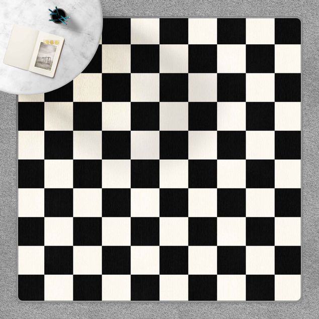 Wanddeko schwarz-weiß Geometrisches Muster Schachbrett Schwarz Weiß