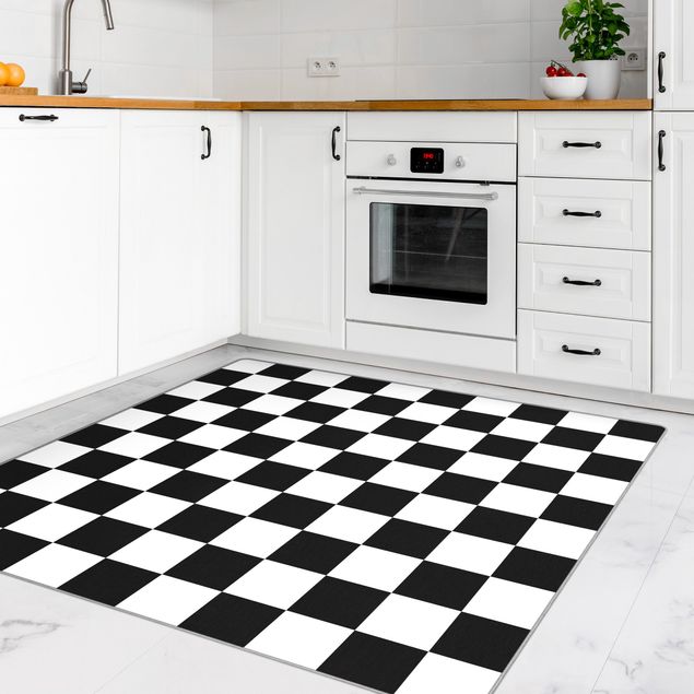 Wanddeko Wohnzimmer Geometrisches Muster Schachbrett Schwarz Weiß