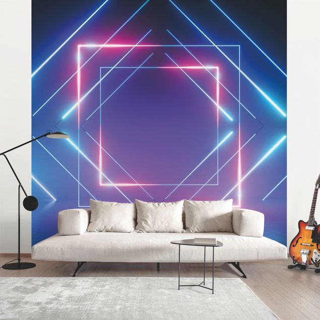 Wanddeko Flur Geometrisches Neonlicht