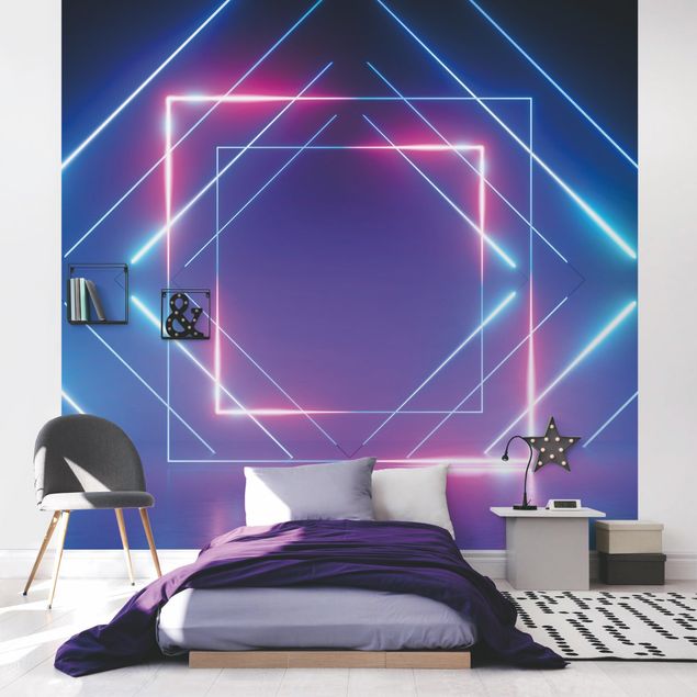 Wanddeko Wohnzimmer Geometrisches Neonlicht