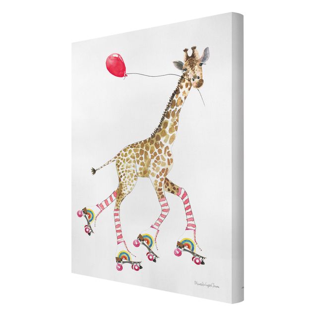 Wanddeko weiß Giraffe auf Freudenfahrt