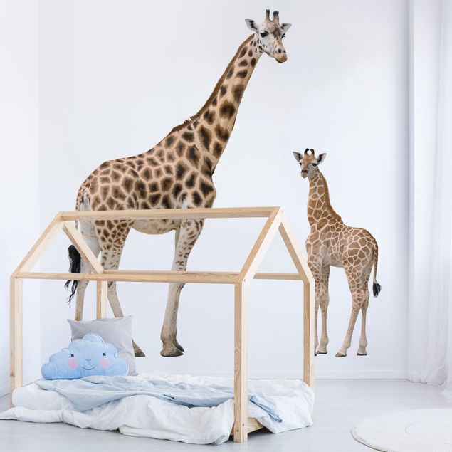 Wanddeko bunt Giraffe Mutter und Kind
