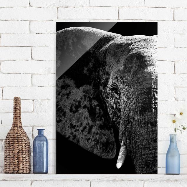 Wandbilder Elefanten Afrikanischer Elefant schwarz-weiss