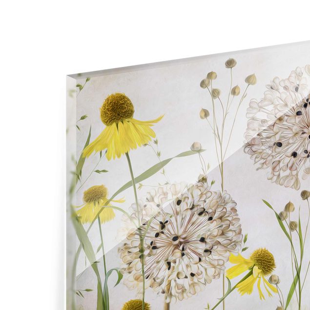 Wanddeko Esszimmer Allium und Helenium Illustration