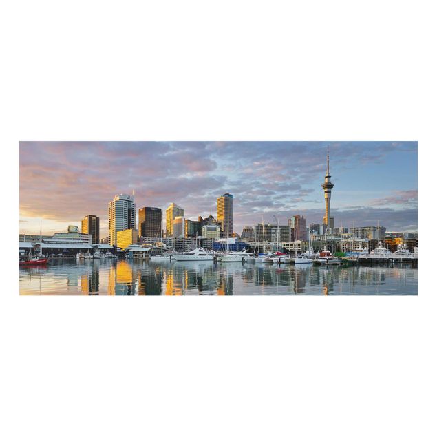Wanddeko Treppenhaus Auckland Skyline Sonnenuntergang