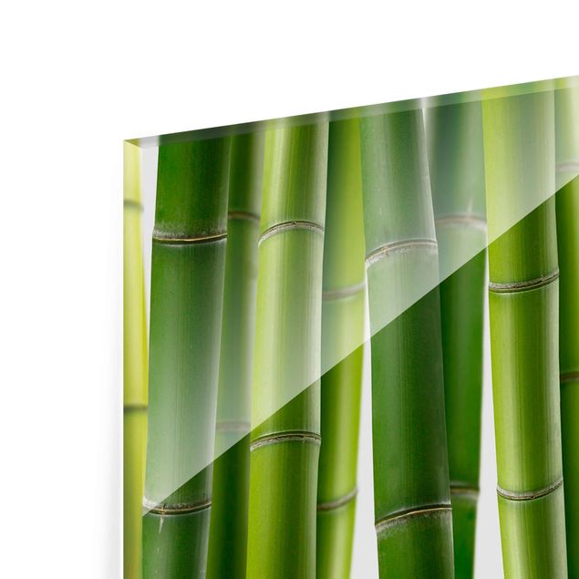 Wanddeko über Bett Bambuspflanzen