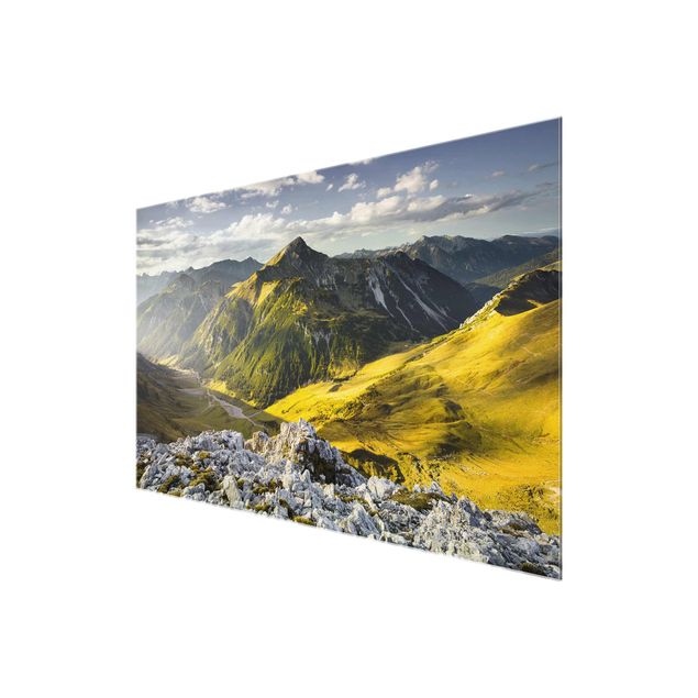 Glasbilder Berge Berge und Tal der Lechtaler Alpen in Tirol