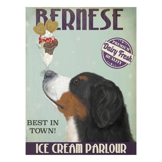 Wanddeko Büro Berner Sennenhund mit Eis