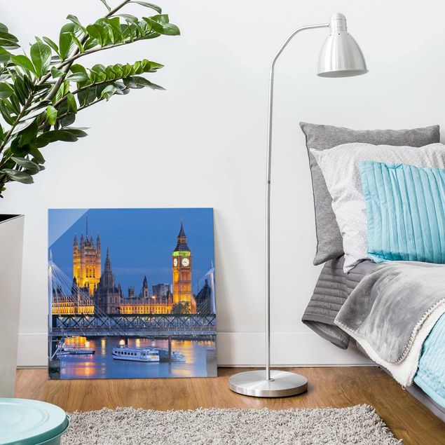 Wanddeko Schlafzimmer Big Ben und Westminster Palace in London bei Nacht