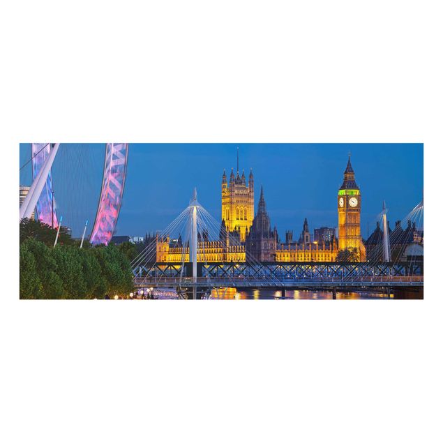 Wanddeko Esszimmer Big Ben und Westminster Palace in London bei Nacht