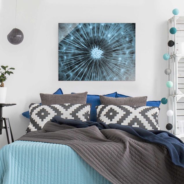 Wanddeko Schlafzimmer Blau getönte Pusteblume