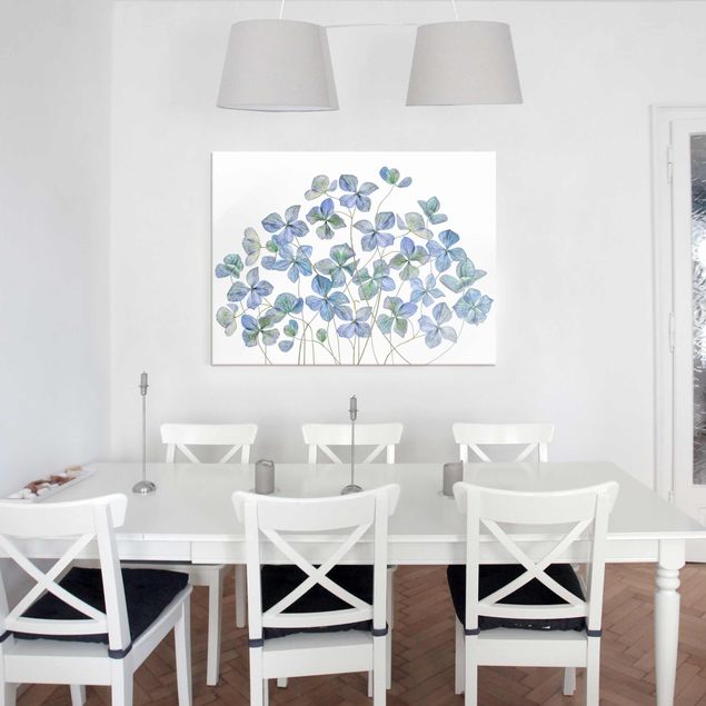 Wanddeko Schlafzimmer Blaue Hortensienblüten