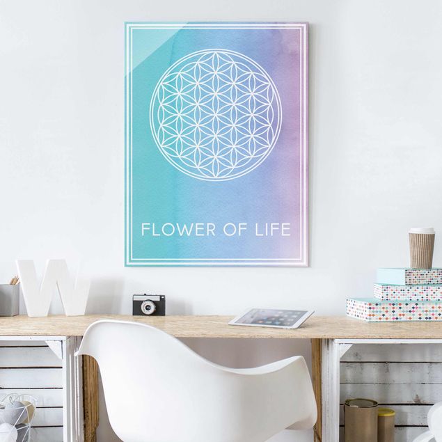 Wanddeko Esszimmer Blume des Lebens Pastell Aquarell