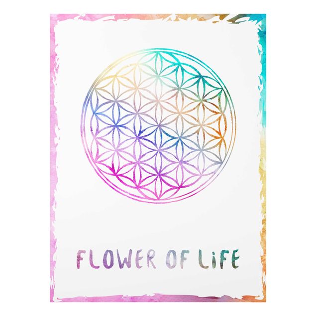 Buddha Glasbild Blume des Lebens Wasserfarbe