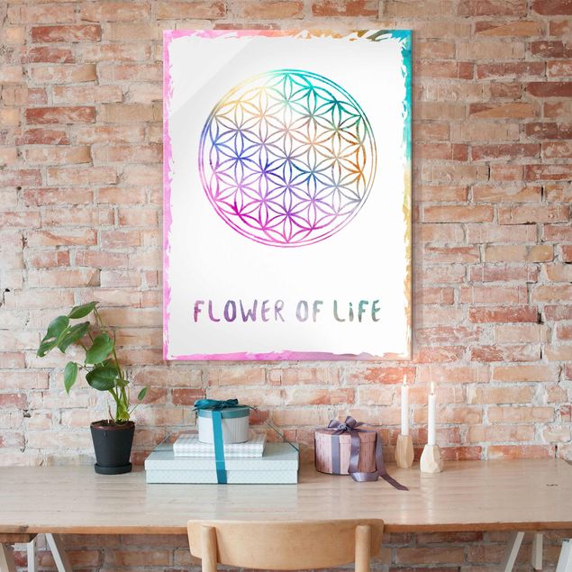 Wanddeko Esszimmer Blume des Lebens Wasserfarbe