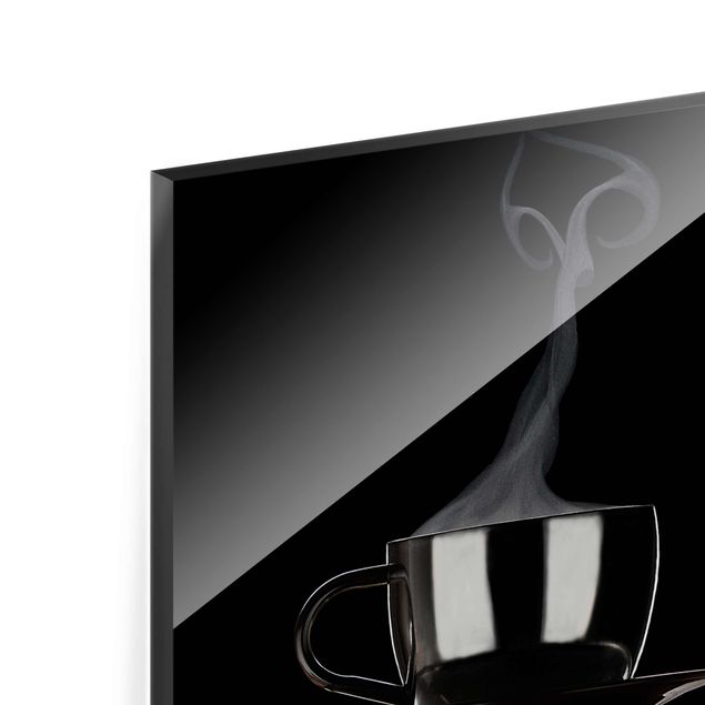 schwarz weiß Glasbilder Coffee in Bed