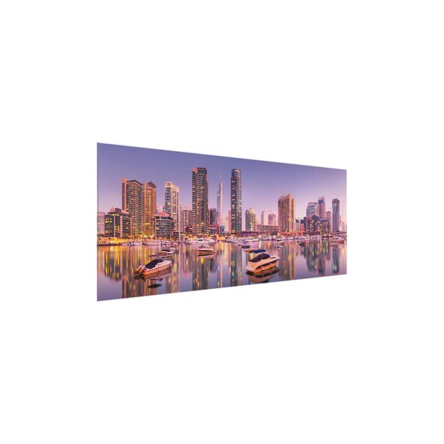Wanddeko über Sofa Dubai Skyline und Marina