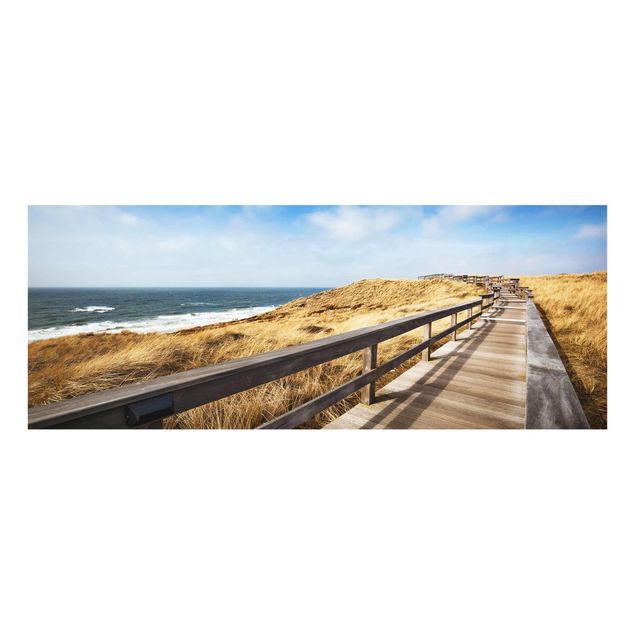 Glasbilder Dünen Dünenweg an der Nordsee auf Sylt