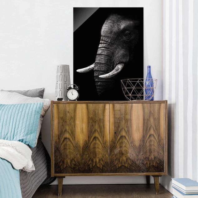 Wanddeko Schlafzimmer Dunkles Elefanten Portrait