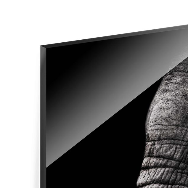Wanddeko über Sofa Dunkles Elefanten Portrait
