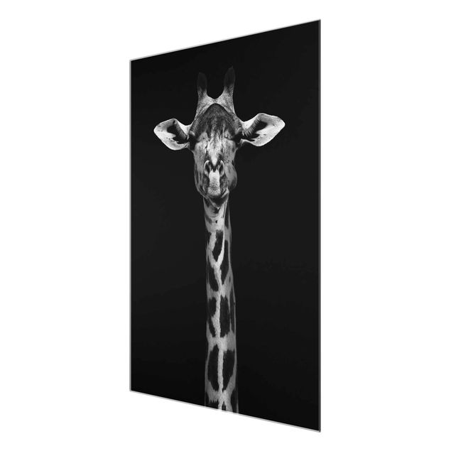 Wanddeko Treppenhaus Dunkles Giraffen Portrait