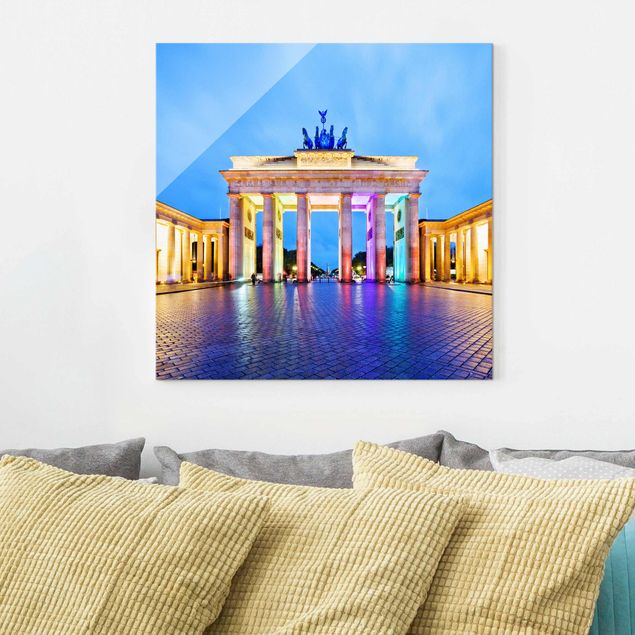 Glasbilder Berlin Erleuchtetes Brandenburger Tor