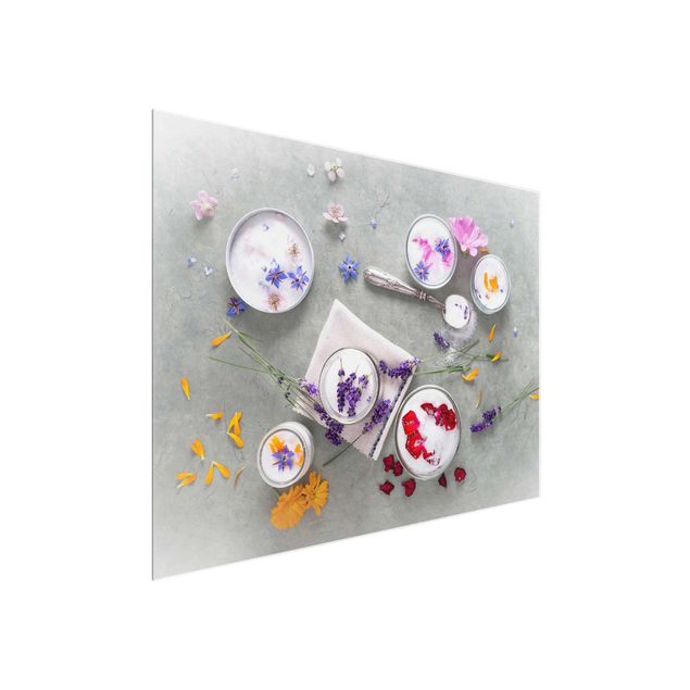 Wandbilder Modern Essbare Blüten mit Lavendelzucker