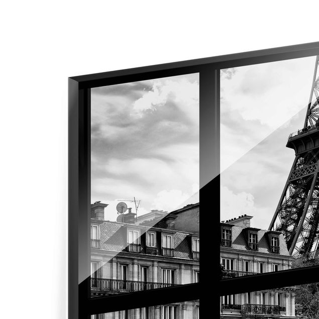 Wanddeko über Sofa Fensterausblick Paris - Nahe am Eiffelturm