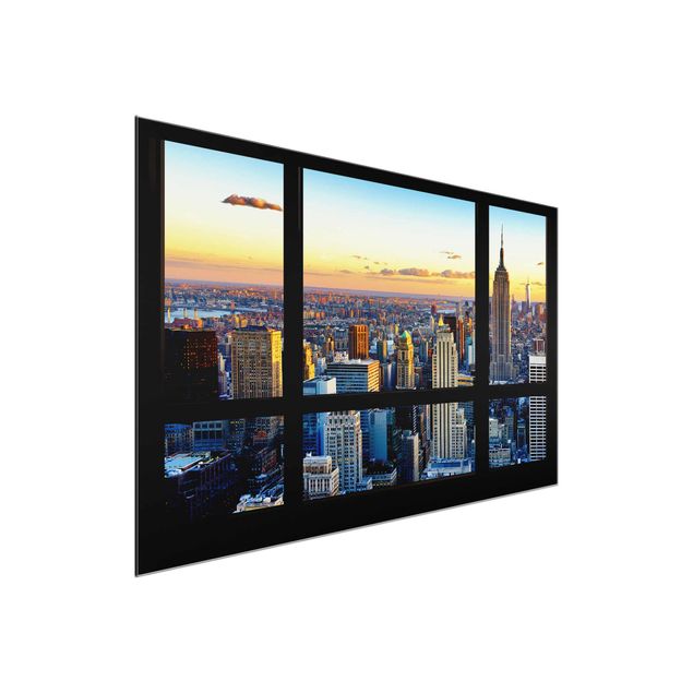 Wandbilder New York Fensterausblick - Sonnenaufgang New York