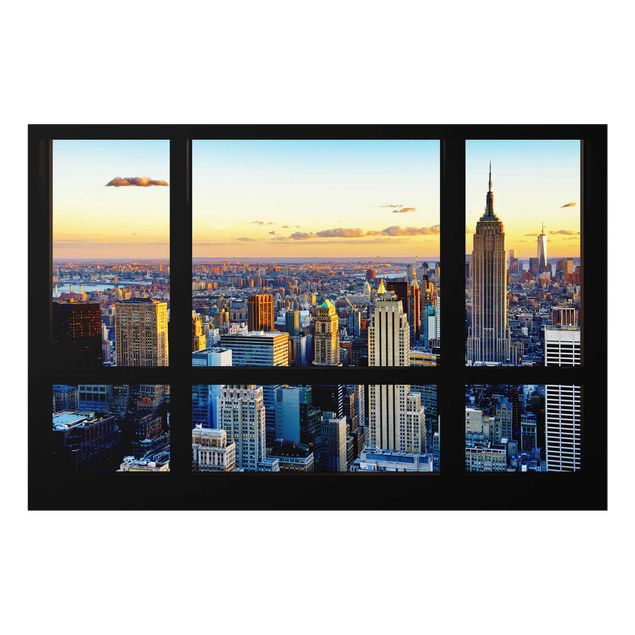 Wanddeko Flur Fensterausblick - Sonnenaufgang New York