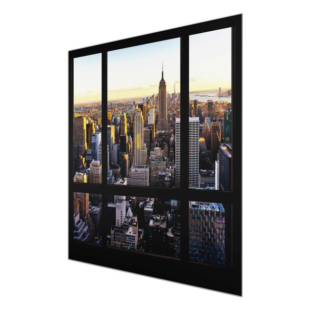 Wanddeko Büro Fensterblick am Abend über New York