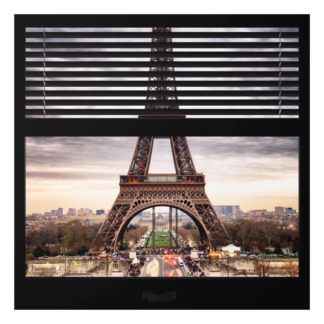 Wanddeko Esszimmer Fensterblick Jalousie - Eiffelturm Paris