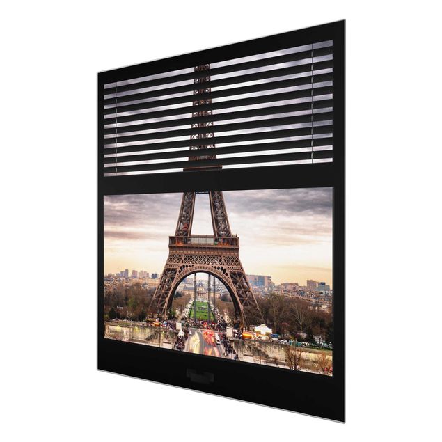 Wanddeko Büro Fensterblick Jalousie - Eiffelturm Paris