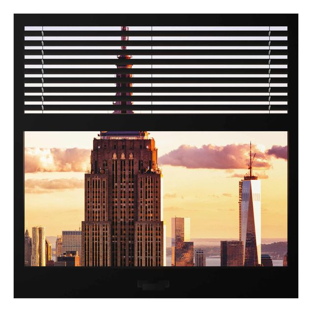 Wanddeko Esszimmer Fensterblick Jalousie - Empire State Building New York