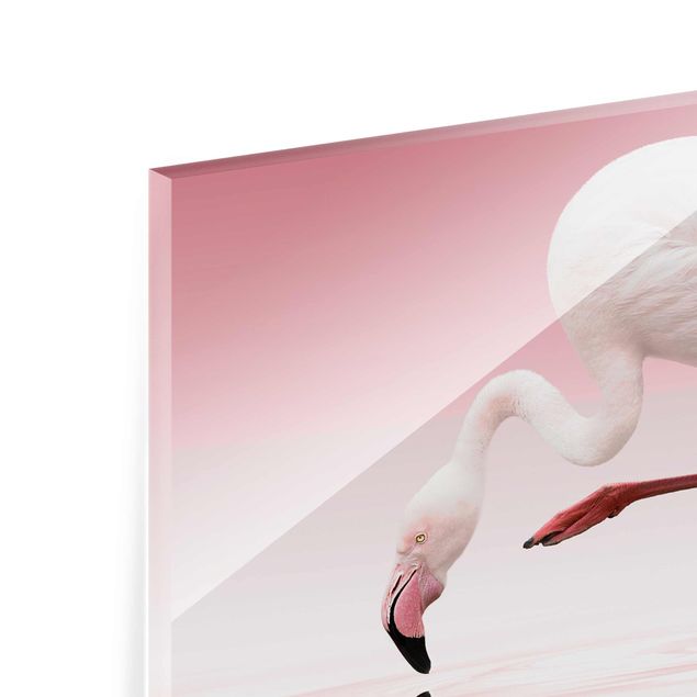 Wanddeko über Sofa Flamingo Dance