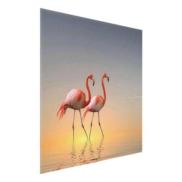 Wanddeko Büro Flamingo Love