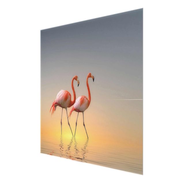 Wanddeko Treppenhaus Flamingo Love