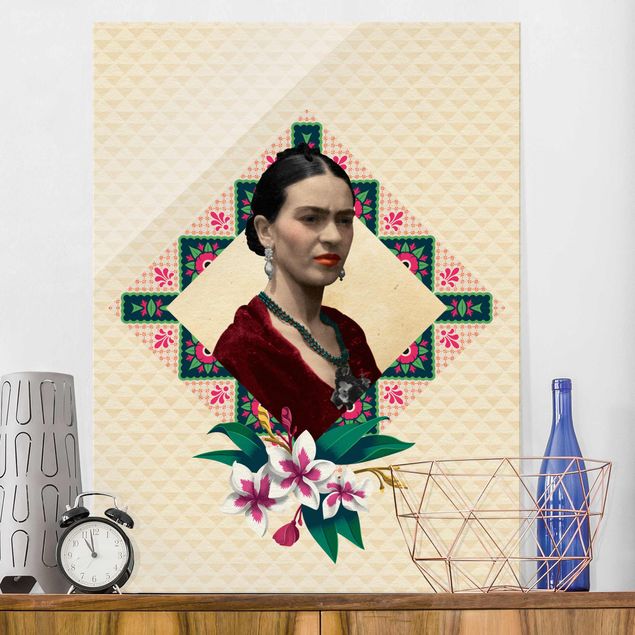 Wanddeko beige Frida Kahlo - Blumen und Geometrie