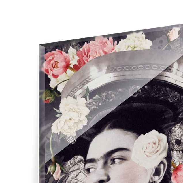 Wanddeko schwarz Frida Kahlo - Blumenflut