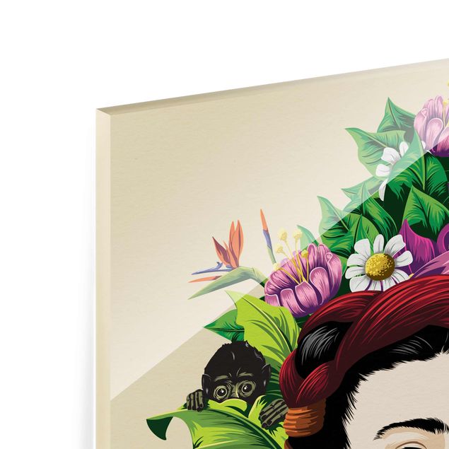 Wanddeko über Bett Frida Kahlo - Frida, Äffchen und Papagei