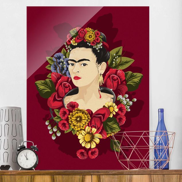 Glasbilder Rose Frida Kahlo - Rosen