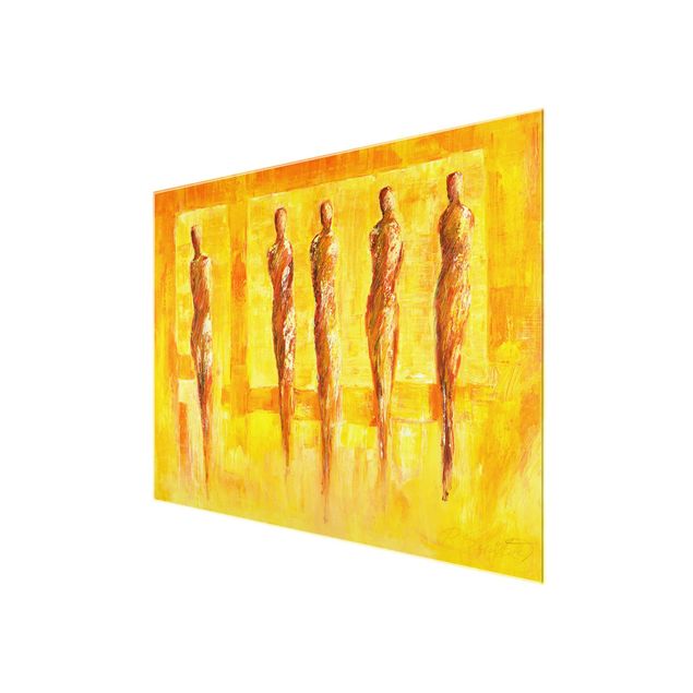 Wanddeko über Sofa Petra Schüßler - Fünf Figuren in Gelb