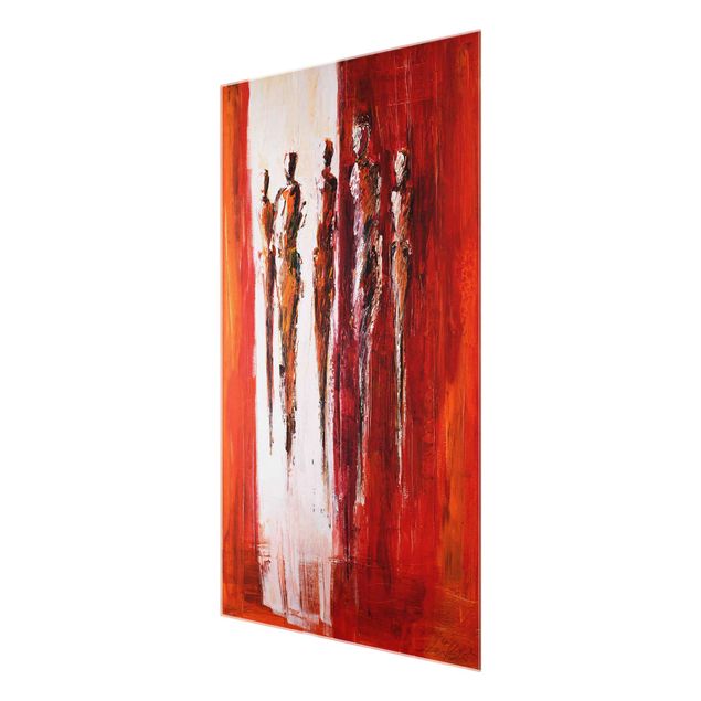 Wanddeko über Sofa Petra Schüßler - Fünf Figuren in Rot 01