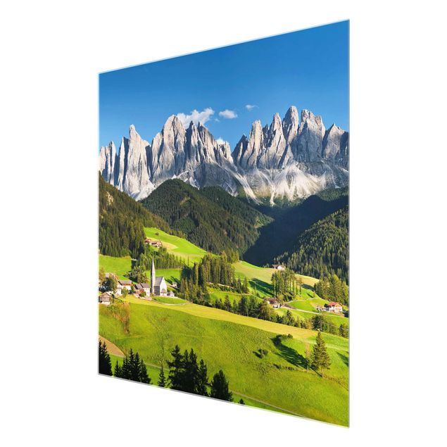 Glasbild Berg Geislerspitzen in Südtirol