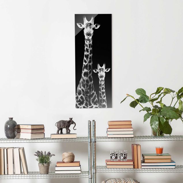 Wanddeko Schlafzimmer Giraffen Duo schwarz-weiss