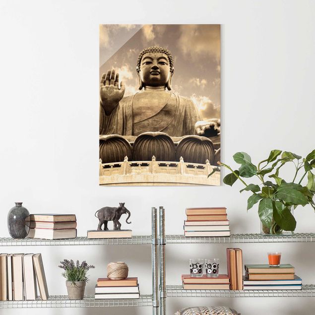 Wanddeko Schlafzimmer Großer Buddha Sepia