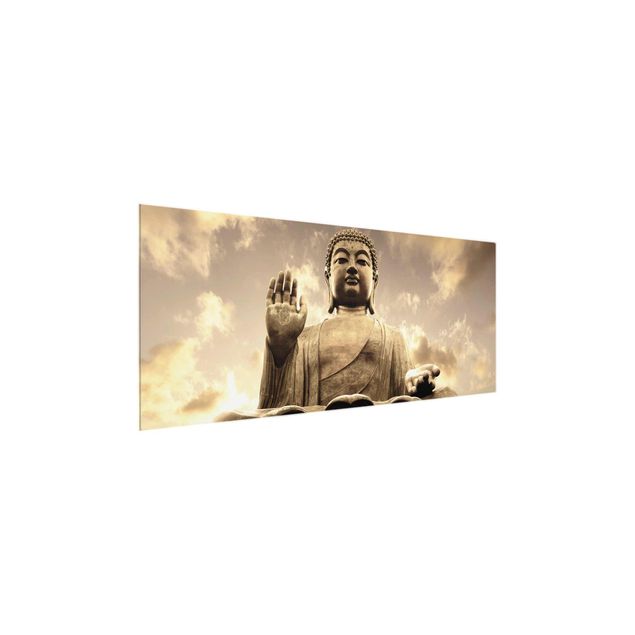Wanddeko Esszimmer Großer Buddha Sepia