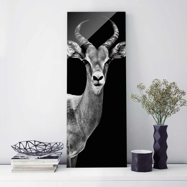 Wanddeko Wohnzimmer Impala Antilope schwarz-weiss
